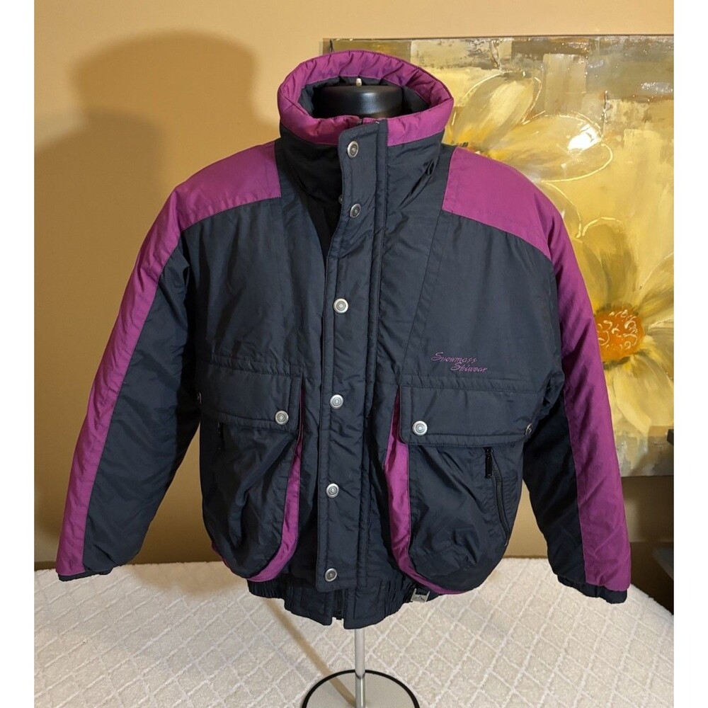 Vintage 80s Snowmass Skiwear Zip/Snap Up Coat Multiple Zip/Snap Pockets Size Sm